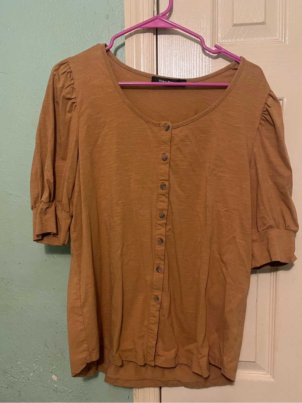 Doe & Rae Caramel Scoop Neck Top